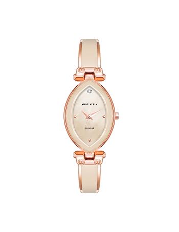 Anne Klein Accented Oval Bangle Watch Diamant Roze | NLJVR94388