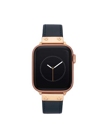 Anne Klein Band for Apple Watch® Leer Donkerblauw Roze Goud | NLCVG56730