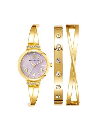 Anne Klein Bangle Watch and Bracelets Set Metalen Lavendel Goud | NLJKU84533