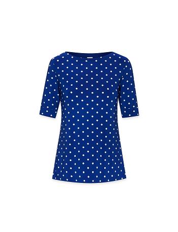 Anne Klein Beekman Dot Boatneck Tee- Clearance Topjes Blauw Wit | TNLWZ95729