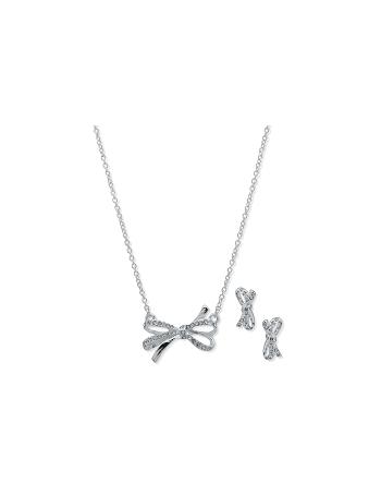 Anne Klein Bow Necklace and Earring Set in Pouch Earring Zilver | NLXBR22962