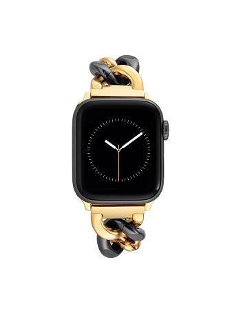 Anne Klein Chain Link Bracelet Band Apple Watch-accessoires Zwart Goud | BNLSD58325