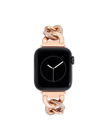 Anne Klein Chain Link Bracelet Band with Premium Crystals Apple Watch-accessoires Roze Goud | BNLSD19199