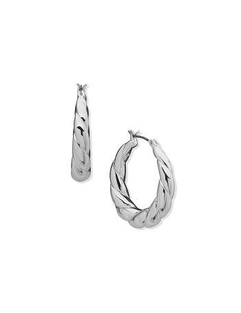 Anne Klein Chunky Twisted C Hoop Earring Zilver | NLJKU59565