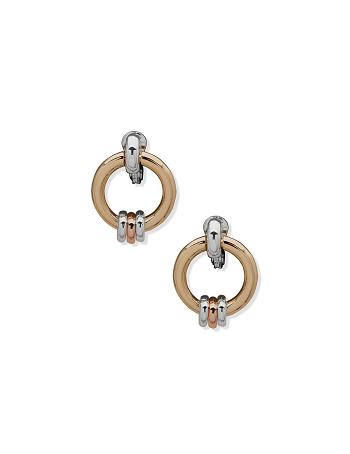 Anne Klein Circle Link Button Clip On Earring Goud Zilver | PNLER35909