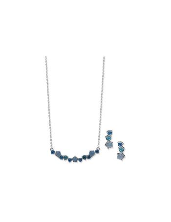 Anne Klein Cluster Necklace and Earring Set in Pouch Earring Blauw | NLJZR81654