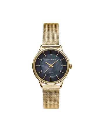 Anne Klein Considered Solar Powered Mesh Watch Metalen Goud Zwart | BNLSO24219