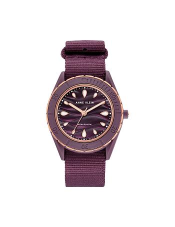 Anne Klein Considered Solar Recycled Woven Riemen Oceaan plastic horloges Roze Goud Paars | SNLVO23190