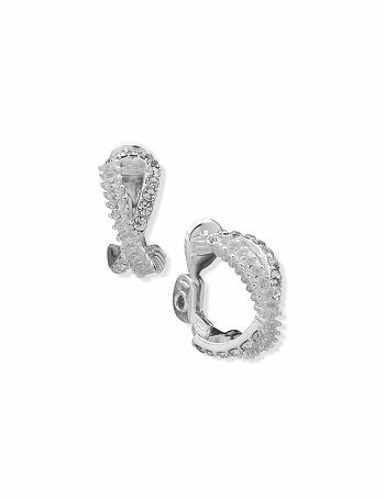 Anne Klein Crystal Pave Baguette Hoop Clip Earring Zilver | NLJZR59111