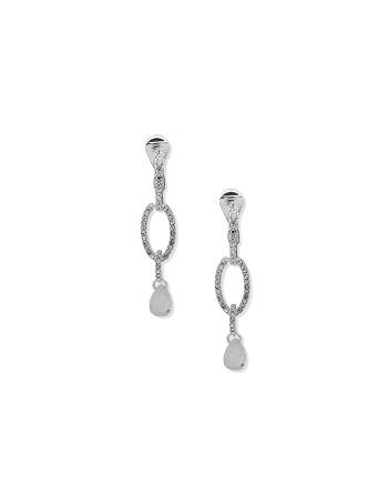 Anne Klein Double Drop Pear Stone Klem oorbellen Grijs Zilver | XNLGW89731