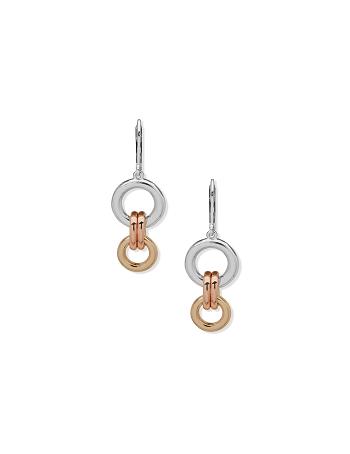 Anne Klein Double drop Mixed Metal Pierced Earring Goud Zilver | NLCVG12956