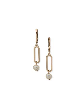 Anne Klein Faux Pearl Link Drop Earring Goud | NLJZR22073