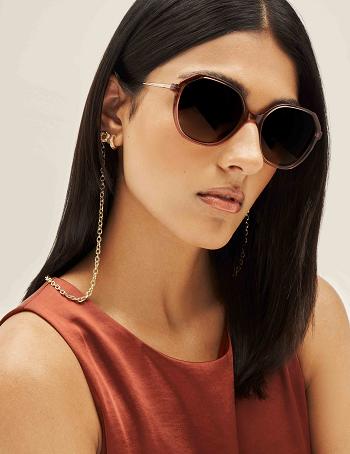 Anne Klein Geometric Sunglasses Extra groot Bordeaux | NLEAH31439