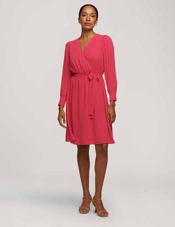 Anne Klein Geplooid Sleeve Jurken Roze | NLCVG73854