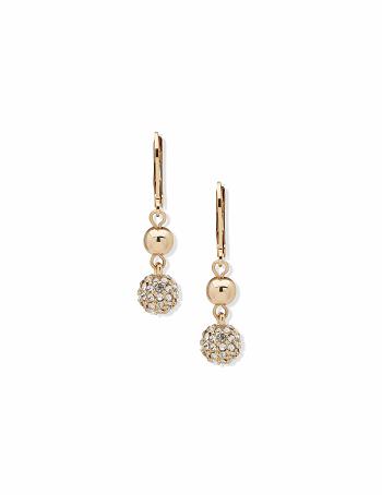 Anne Klein Gold-Tone Leverback Fireball Double Drop Earrings Bestsellers Goud | XNLBH41709