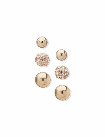 Anne Klein Gold-Tone Trio Post Buttons Set Earring Goud | LNLTR24582