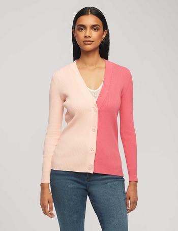 Anne Klein Half/Half Rib Cardigan Truien Roze | UNLTG86345