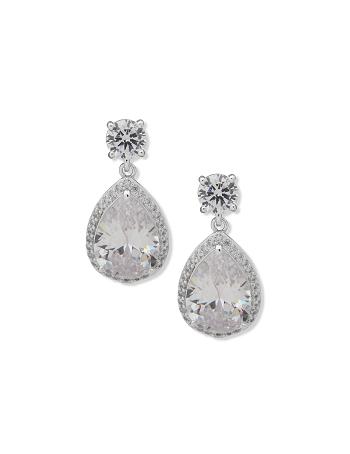 Anne Klein Halo Pear Drop Studs Doorboorde oorbellen Zilver | NLCVG31074