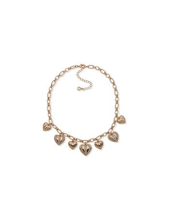 Anne Klein Heart Charm Frontal Kettingen Goud | ANLWC67943