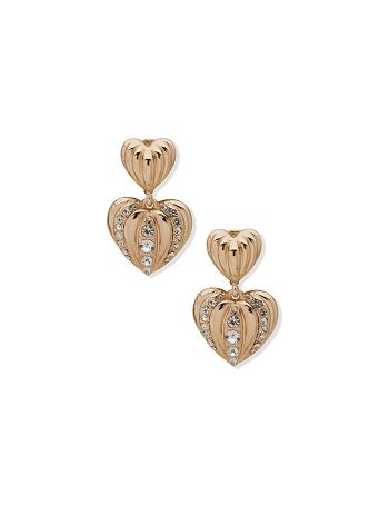 Anne Klein Heart Drop Crystal Clip Earring Goud | NLCIF56296