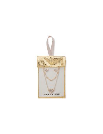 Anne Klein Heart Pendant Earring Pouch Set Kettingen Goud | LNLTR76699