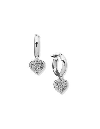 Anne Klein Hoop with Heart Drop Pierced Earring Doorboorde oorbellen Zilver | NLZPD38734