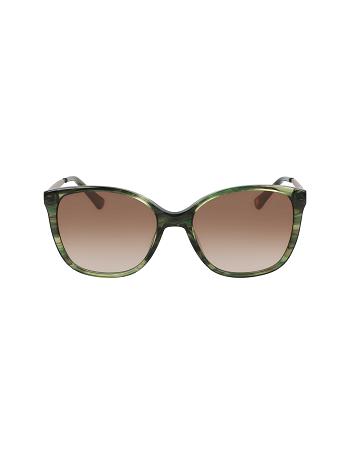 Anne Klein Horn Klassieke Square Sunglasses Extra groot Olijfgroen | QNLUV61818