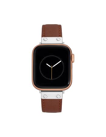 Anne Klein Leren Band Apple Watch-accessoires Bruin Zilver | DNLVO54394