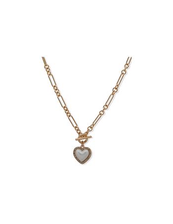 Anne Klein Link Heart Pendant Pearl Kettingen Goud | MNLFT59541