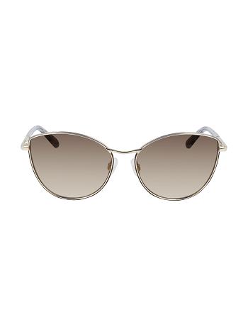 Anne Klein Metal Cat-eye Sunglasses Extra groot Goud | NLDFL94854