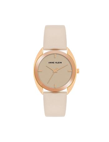 Anne Klein Modern Riemen Watch Leer Wit Goud | LNLSX73797