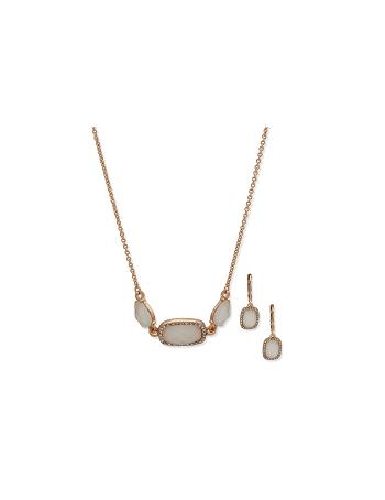 Anne Klein Mother of Pearl Necklace and Earring Set in Pouch Earring Goud | ANLWC76436