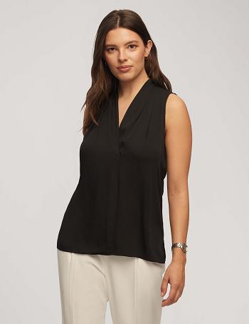 Anne Klein Mouwloos Geplooid Shoulder Blouse Topjes Zwart | DNLVO77064