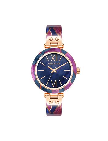 Anne Klein Multi-Color Resin Watch Metalen Donkerblauw Paars | QNLUV41331