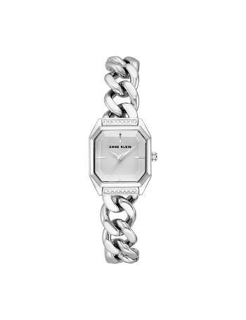 Anne Klein Octagonal Crystal Accented Chain Bracelet Watch Metalen Zilver | ANLDF42696