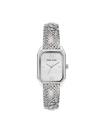 Anne Klein Octagonal Shaped Riemen Watch Leer Zwart Wit Zilver | ANLDF44476