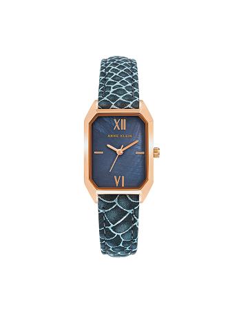 Anne Klein Octagonal Shaped Riemen Watch Leer Roze Goud Grijs Slangenprint | QNLUV80310