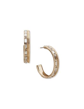 Anne Klein Omega Chain Baguette Hoop Pierced Earring Goud | NLJKU90589