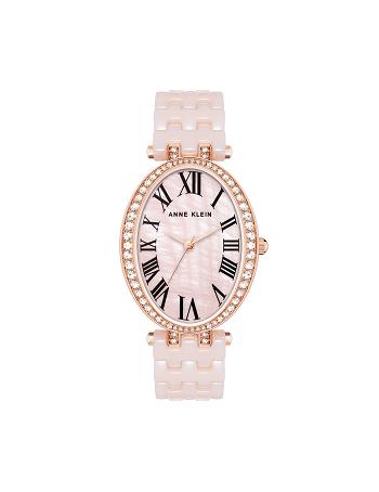 Anne Klein Oval Bracelet Watch Keramiek Roze Roze Goud | FNLUI50685