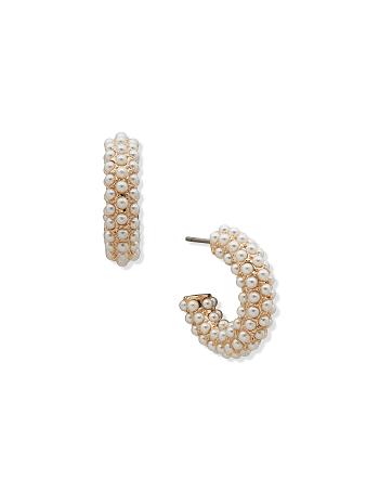 Anne Klein Pearl C Hoop Pierced Earring Goud | QNLUV85908