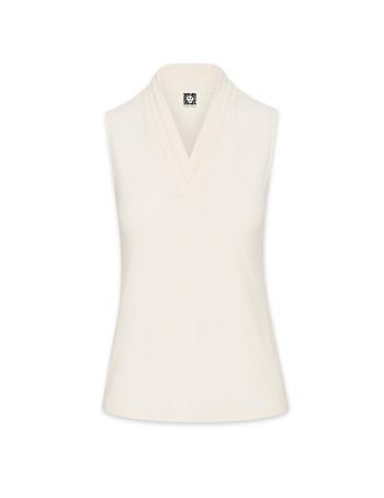 Anne Klein Petite V-Neck Triple Pleat Top Topjes Wit | ZNLMJ68752