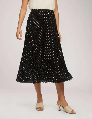 Anne Klein Polka Dot Chiffon Pull On Geplooid Skirt Broek Zwart Wit | SNLVO32429