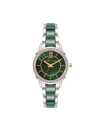 Anne Klein Premium Crystal Bracelet Watch Keramiek Zilver Groen | NLJBT65861