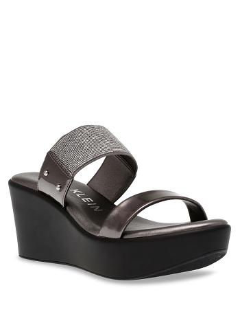 Anne Klein Pylos Platform Sandal Sleehakken Blauw Grijs | XNLGW74898