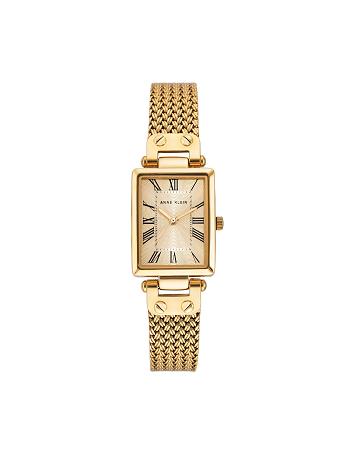 Anne Klein Rectangular Case Mesh Bracelet Watch Metalen Goud | NLJZR20637