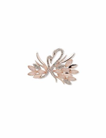 Anne Klein Rose Gold-Tone and Crystal Swan Brooch Bestsellers Roze Goud | DNLVO97704