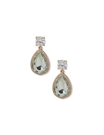 Anne Klein Round With Halo Pear Drop Stud Earring Goud Groen | PNLER84569