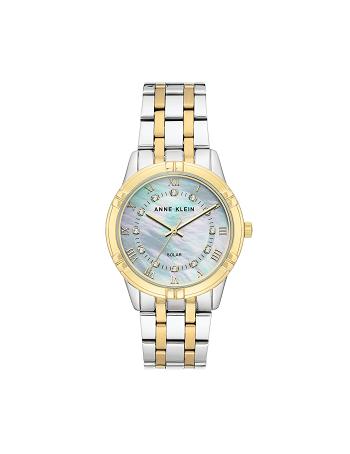 Anne Klein Solar Powered Bracelet Watch Beschouwd Zilver Goud | LNLSX35509