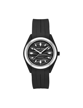 Anne Klein Solar Recycled Ocean Plastic Riemen Watch Beschouwd Zwart Zilver | PNLQX66902