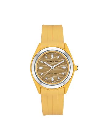 Anne Klein Solar Recycled Ocean Plastic Riemen Watch Beschouwd Geel Zilver | SNLNY21256